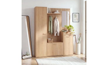Vestiaire d'entrée Faustine XXL avec placards et miroir