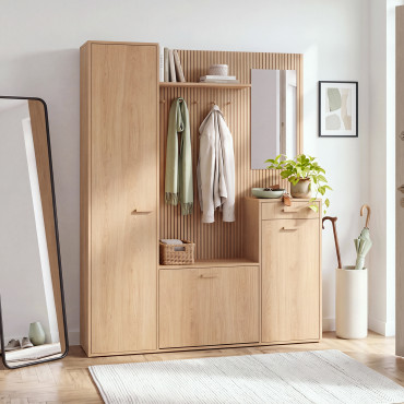 Vestiaire d'entrée Faustine XXL avec placards et miroir