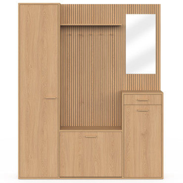 Vestiaire d'entrée Faustine XXL avec placards et miroir