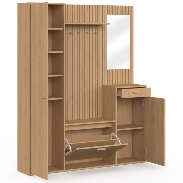 Vestiaire d'entrée Faustine XXL avec placards et miroir