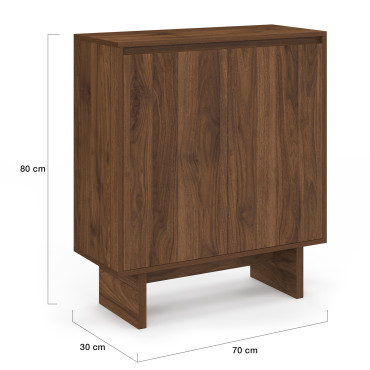 Buffet Yumi 2 portes effet noyer 70cm