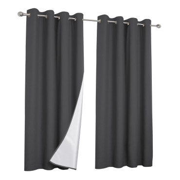 Rideaux thermiques gris 135x240 cm - Lot de 2
