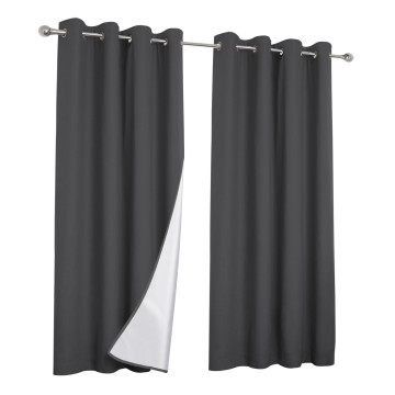 Rideaux thermiques gris 135x240 cm - Lot de 2