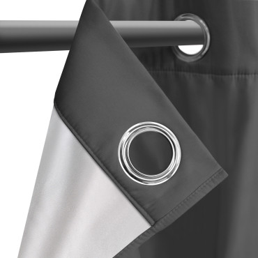 Rideaux thermiques gris 135x240 cm - Lot de 2