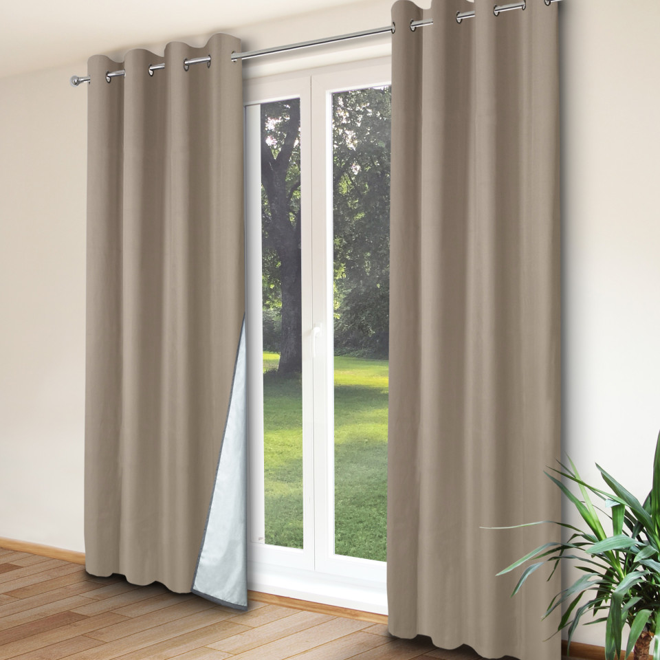 Rideaux thermiques taupe 135x240 cm - lot de 2