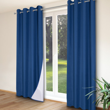 Rideaux thermiques bleu 135x240 cm - Lot de 2
