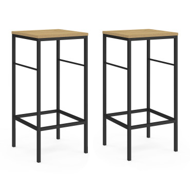 Tabourets de bar Memphis bois pieds métal - lot de 2
