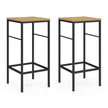 Tabourets de bar Memphis bois pieds métal - lot de 2