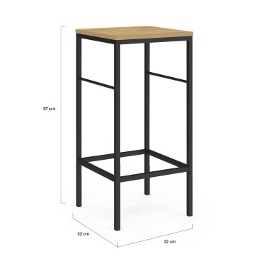 Tabourets de bar Memphis bois pieds métal - lot de 2