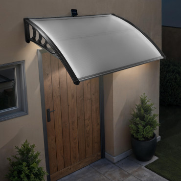 Marquise de porte transparente LED 80x120cm
