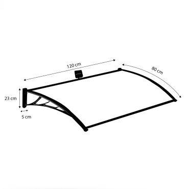 Marquise de porte transparente LED 80x120cm