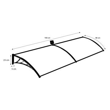 Marquise de porte transparente LED 80x150cm