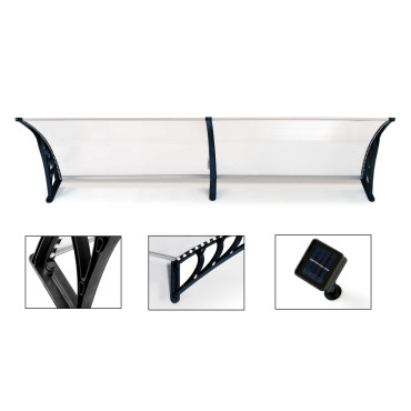 Marquise de porte transparente LED 80x150cm