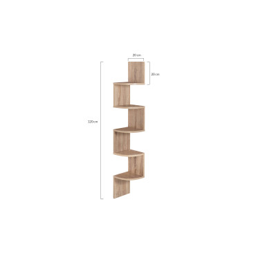 Etagère murale d'angle effet hêtre 120cm