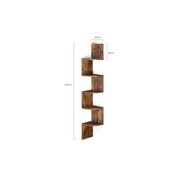 Etagère murale d'angle effet bois vieilli 120cm