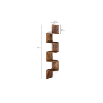 Etagère murale d'angle effet bois vieilli 120cm