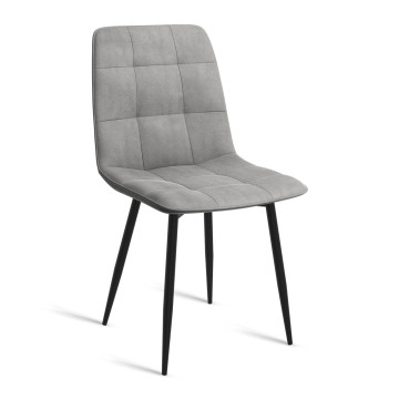 Chaises Linda en velours gris clair et pieds noirs - lot de 2