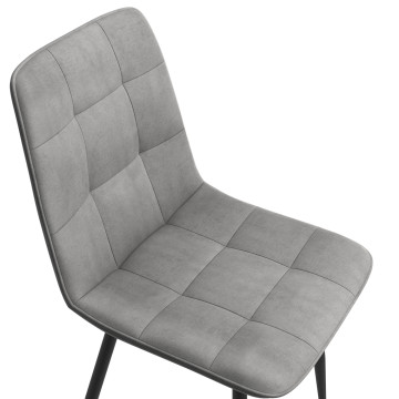 Chaises Linda velours gris clair pieds noirs - lot de 4