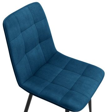 Chaises Linda velours bleu pieds noirs - lot de 6