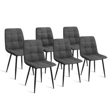 Chaises Linda velours gris foncé pieds métal noirs - lot de 6
