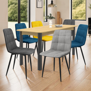 Chaises Linda velours mix couleurs (bleu