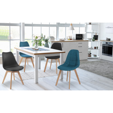 Chaises Suedia et Gabriella bleues et noires - lot de 4