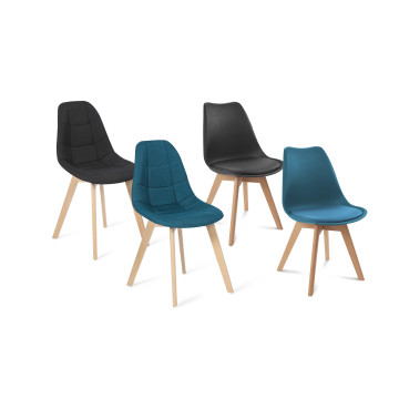 Chaises Suedia et Gabriella bleues et noires - lot de 4