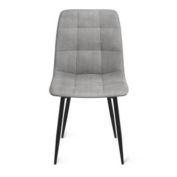 Chaises Linda velours gris clair pieds noirs - lot de 6