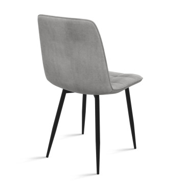 Chaises Linda velours gris clair pieds noirs - lot de 6