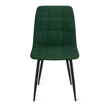 Chaises Linda en velours mix de couleurs et pieds métal noirs (vert, gris clair, gris foncé et jaune) - lot de 6