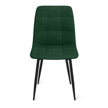 Chaises Linda en velours mix de couleurs et pieds métal noirs (vert, gris clair, gris foncé et jaune) - lot de 6