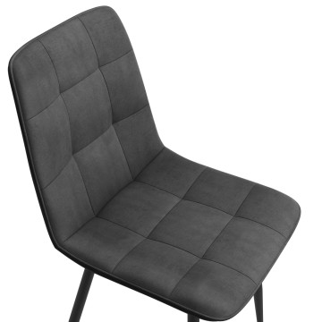 Chaises Linda en velours mix de couleurs et pieds métal noirs (vert, gris clair, gris foncé et jaune) - lot de 6