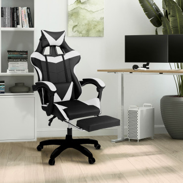 Fauteuil de bureau spécial gaming noir et blanc