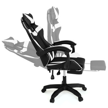 Fauteuil de bureau spécial gaming noir et blanc