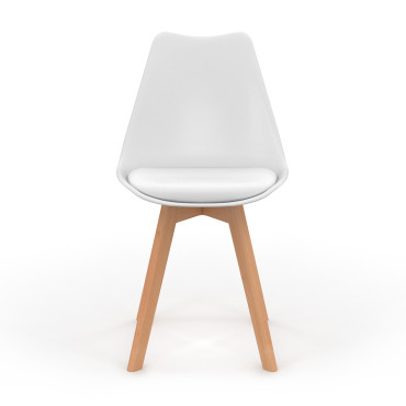 Chaises Nordia blanche pieds bois - lot de 4