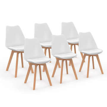 Chaises Nordia blanche pieds bois - lot de 6