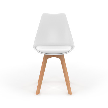 Chaises Nordia blanche pieds bois - lot de 6