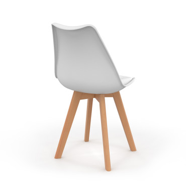 Chaises Nordia blanche pieds bois - lot de 6