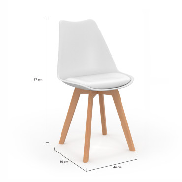 Chaises Nordia blanche pieds bois - lot de 6