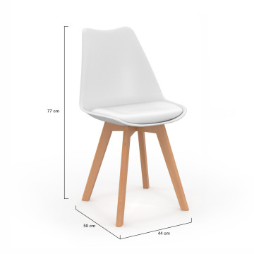 Chaises Nordia blanche pieds bois - lot de 6