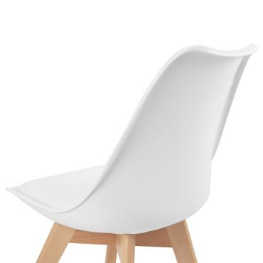 Chaises Nordia blanche pieds bois - lot de 6