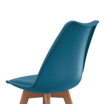 Chaises Nordia bleu canard pieds bois - lot de 2