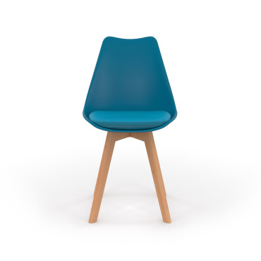 Chaises Nordia bleu canard pieds bois - lot de 2