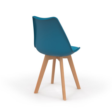 Chaises Nordia bleu canard pieds bois - lot de 2