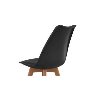 Chaises Nordia noire pieds bois - lot de 2