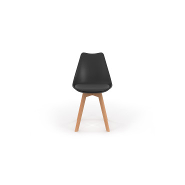 Chaises Nordia noire pieds bois - lot de 2