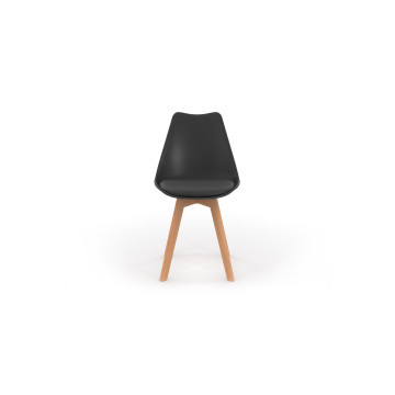 Chaises Nordia noire pieds bois - lot de 2