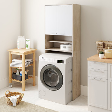 Meuble dessus machine à laver Will blanc et bois