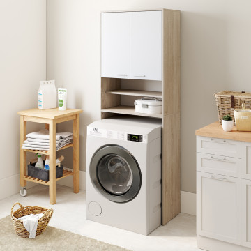 Meuble dessus machine à laver Will blanc et bois