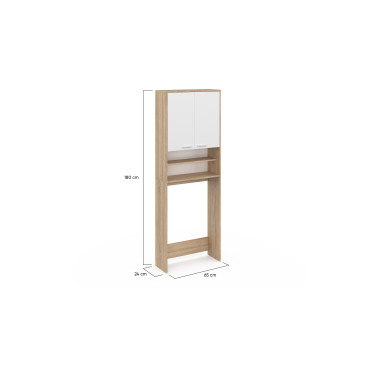 Meuble dessus machine à laver Will blanc et bois